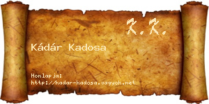 Kádár Kadosa névjegykártya